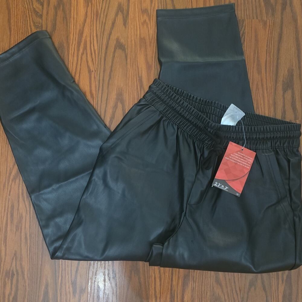 Faux Black Leather Pants Size Medium